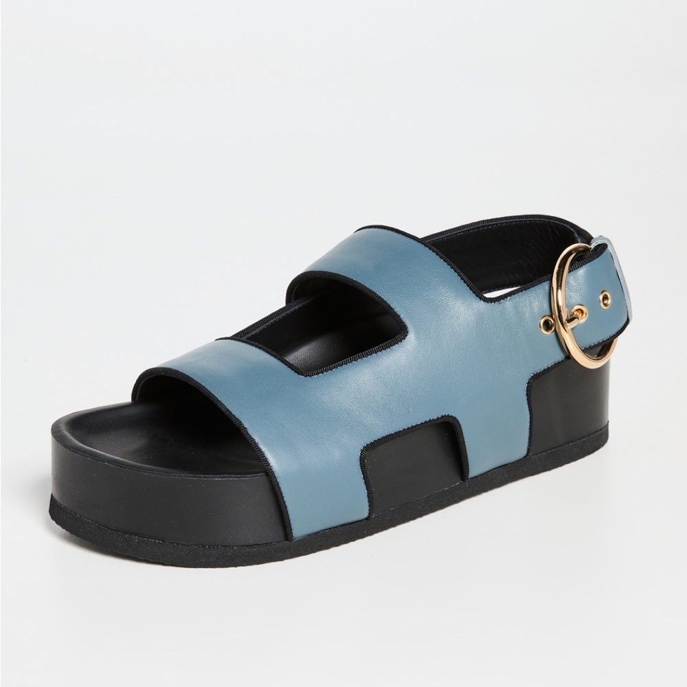 NEOUS Cher Leather Slingback Platform Sandals in Grey NWT Size 39